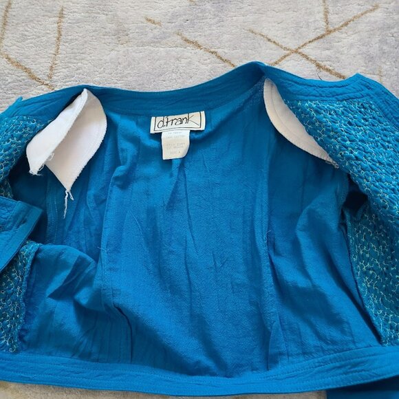 Vtg 80s D. Frank Electric Blue Cropped Jacket Women’s Size 4  Smocked Front USA - Picture 5 of 9